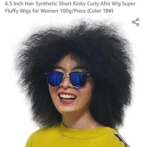 6.5 inch synthetic short kinky curly afro wig